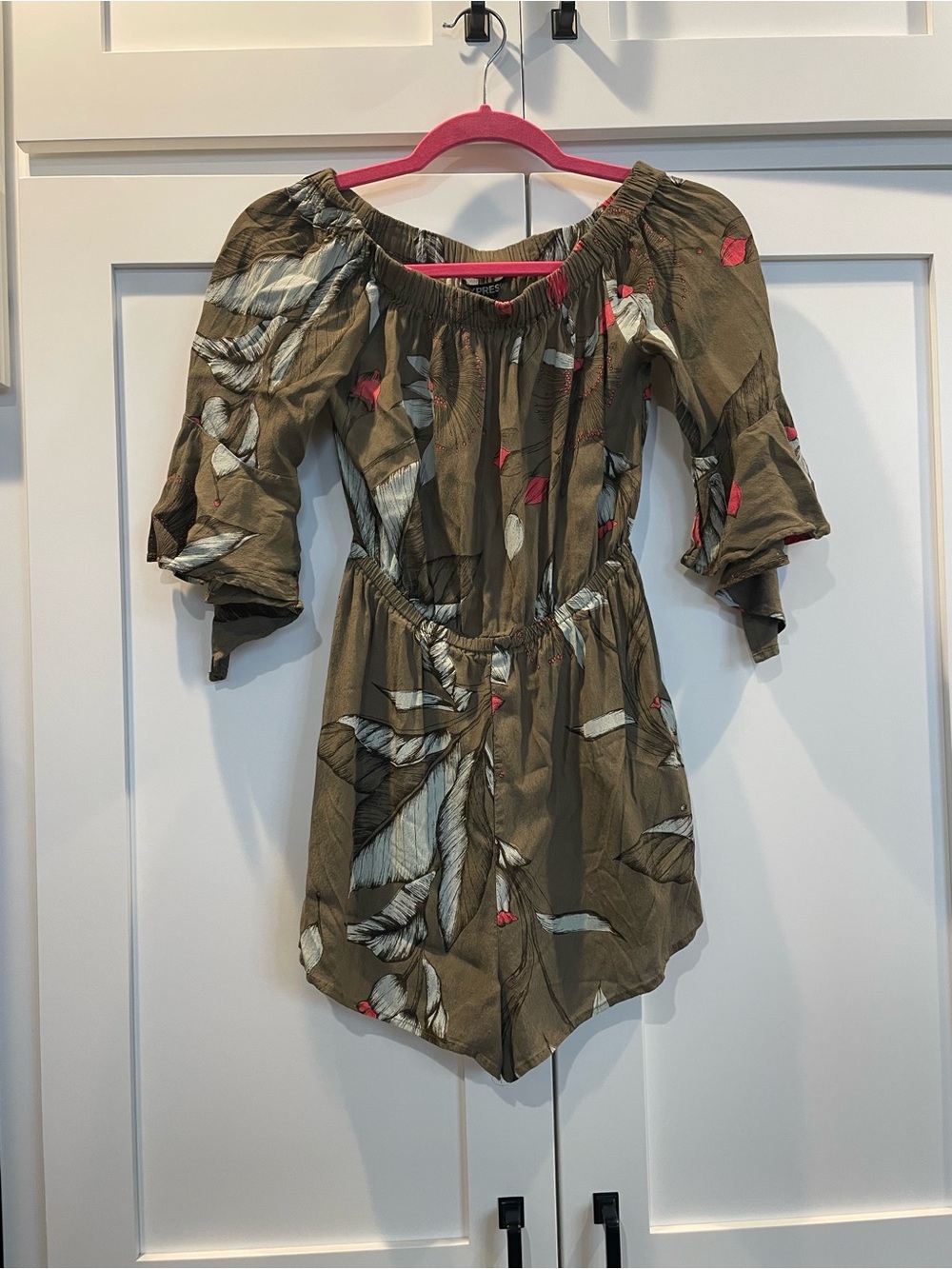 Olive Green Floral Romper